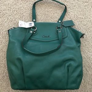 Green leather coach bag, New with tags!!!